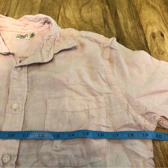 Faherty Shirt Mens 100% Linen Light Pink Solid Button Up Outdoors Casual Size M - Picture 6 of 10